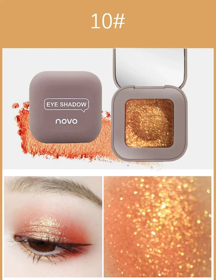 Novo Strong Stickiness Eye Ehadow High Gloss Polarized Glitter Hottest Single Eyeshadow Palette Carry Easily Cosmetics Makeup