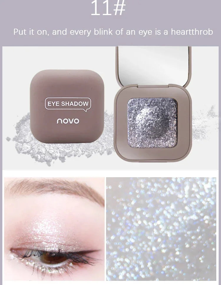 Novo Strong Stickiness Eye Ehadow High Gloss Polarized Glitter Hottest Single Eyeshadow Palette Carry Easily Cosmetics Makeup