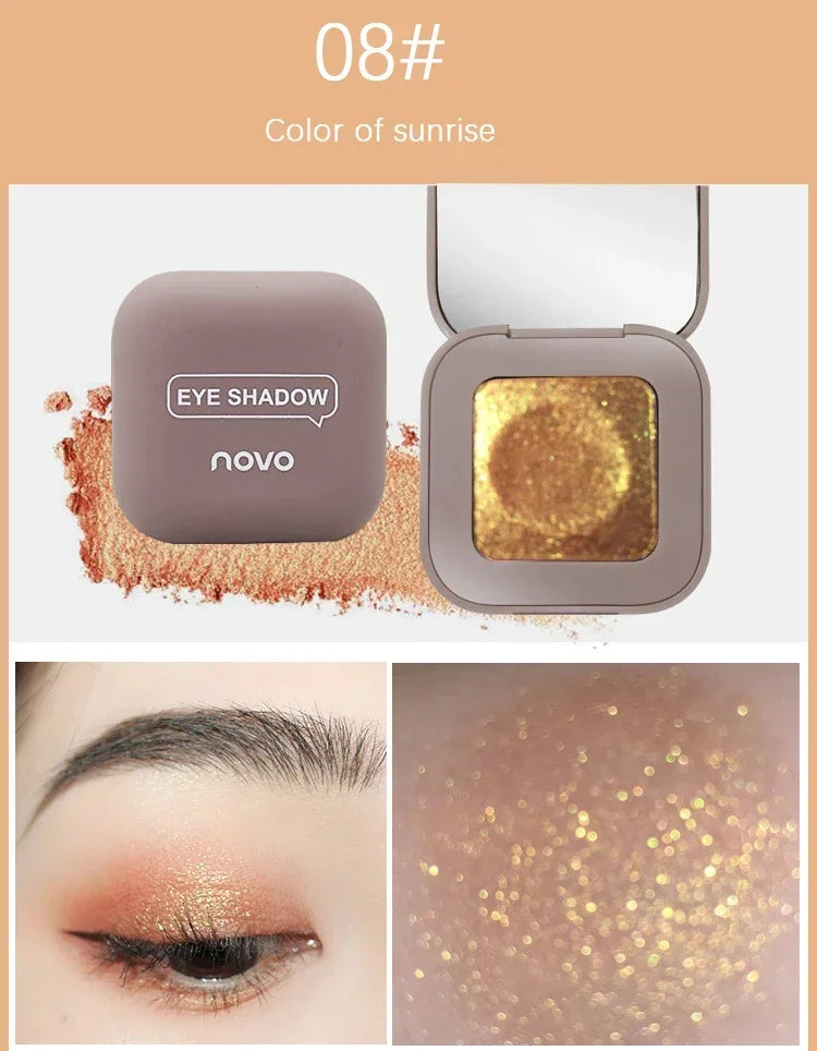 Novo Strong Stickiness Eye Ehadow High Gloss Polarized Glitter Hottest Single Eyeshadow Palette Carry Easily Cosmetics Makeup