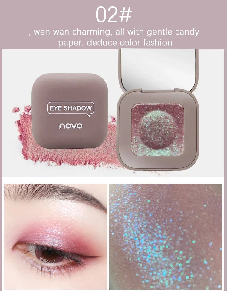 Novo Strong Stickiness Eye Ehadow High Gloss Polarized Glitter Hottest Single Eyeshadow Palette Carry Easily Cosmetics Makeup