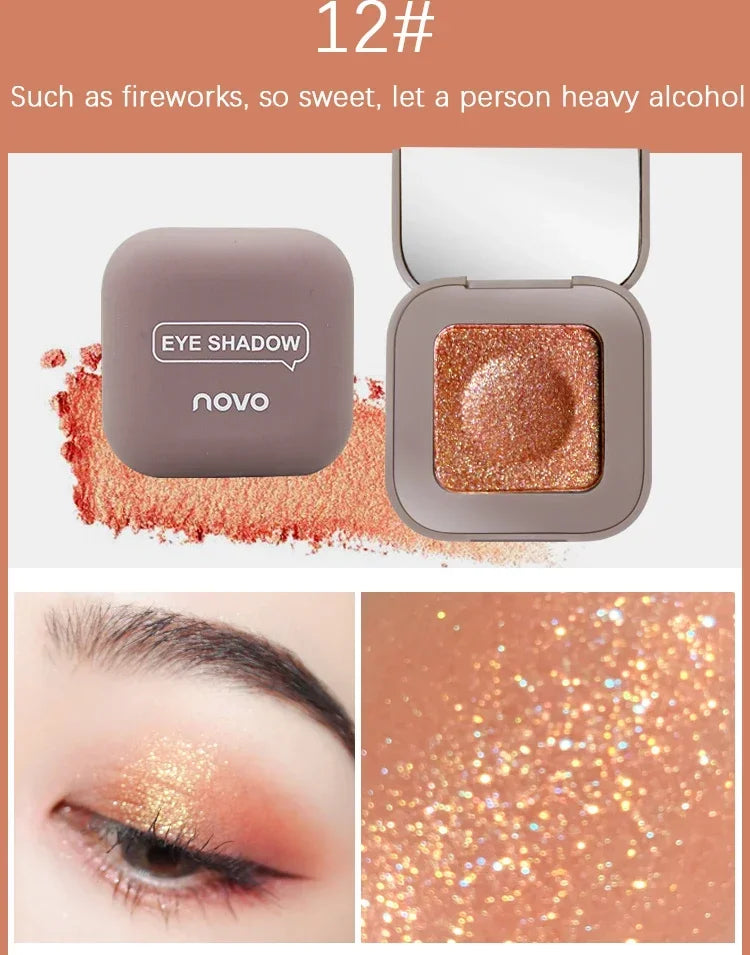 Novo Strong Stickiness Eye Ehadow High Gloss Polarized Glitter Hottest Single Eyeshadow Palette Carry Easily Cosmetics Makeup