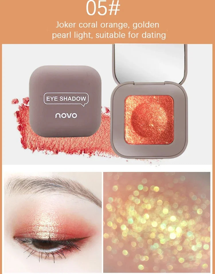 Novo Strong Stickiness Eye Ehadow High Gloss Polarized Glitter Hottest Single Eyeshadow Palette Carry Easily Cosmetics Makeup